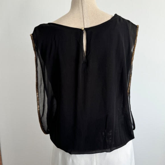 Black Sheer sleeveless top with gold beaded detailing - Picture 4 of 7